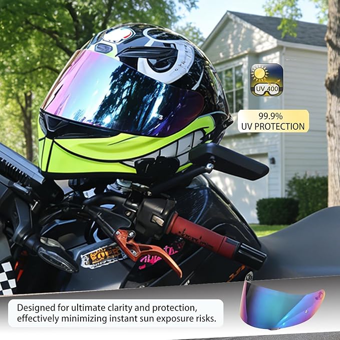 Motorcycle Helmet Visor for AGV K1 K1S K3SV K5 K5S, Anti-Scratch UV Protected Full Face Shield, High-Definition Tinted Mirror PC Lens, Day Riding (Rainbow)