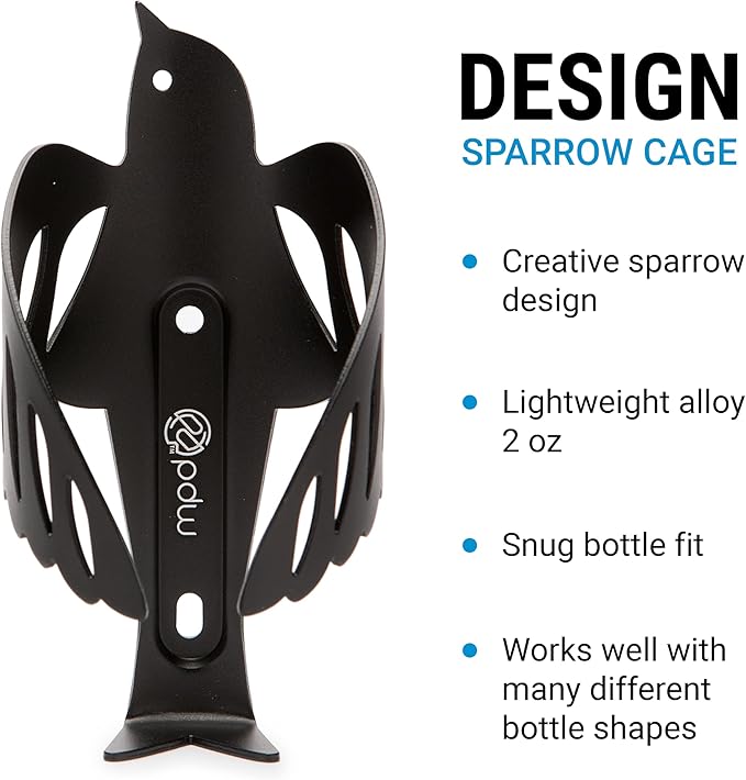 Portland Design Works Water Bottle Cage - Lightweight Water Bottle Holder for Bikes, Sparrow Cage, Black