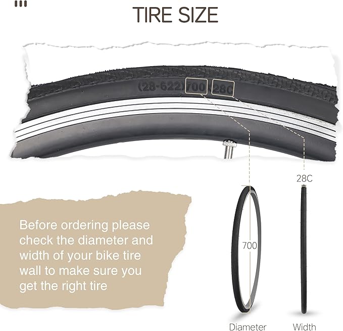 MEGHNA Bike Tire 700C Road Bike Foldable 700 x 25/28C Tire for Road Racing Anti Slip 25/28-622mm Replacement Tire for Fixed Gear Hybrid Bike Commuter Bike