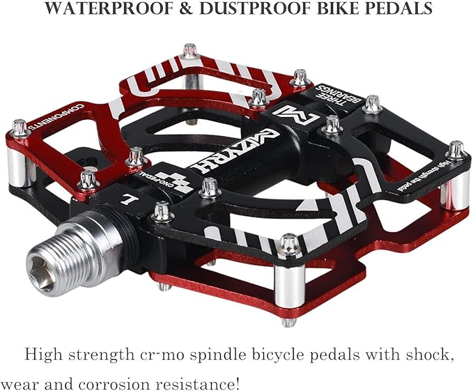 ThinkTop Aluminum Alloy Mountain Bike Pedals Axle 9/16 3 Bearing Platform Pedals Flat Sealed Ever Lubricate Bearing for Road BMX MTB Bicycle Cycling