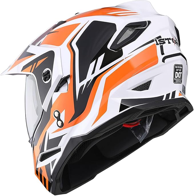 1Storm Youth Kids Dual Sport Dual Visor Motorcycle Motocross Off Road Full Face Helmet Matt Black