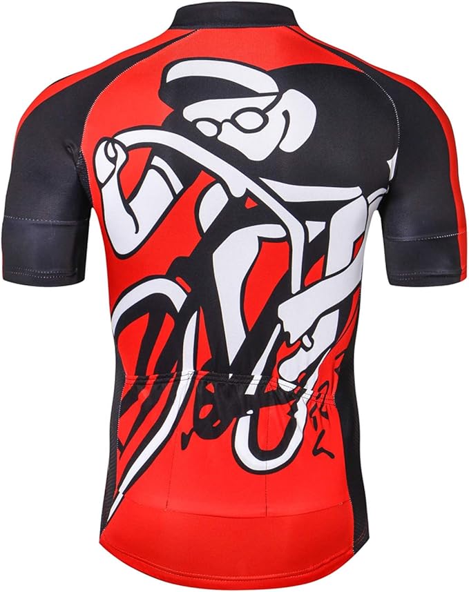 Cycling Jersey Men USA Summer Bike Short Sleeve 3-Pockets Breathable Quick-Dry Shirt S-3XL