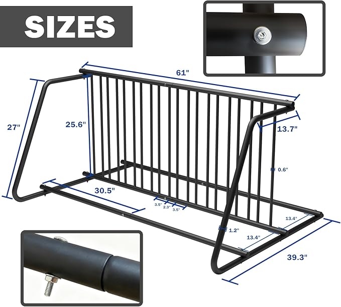 10 Bike Rack 61 Inch Heavy Duty Double Side Grid Bike Stand Powder Coated Steel Bicycle Parking Rack for Garage School Yard Street Commercial Outdoor Use