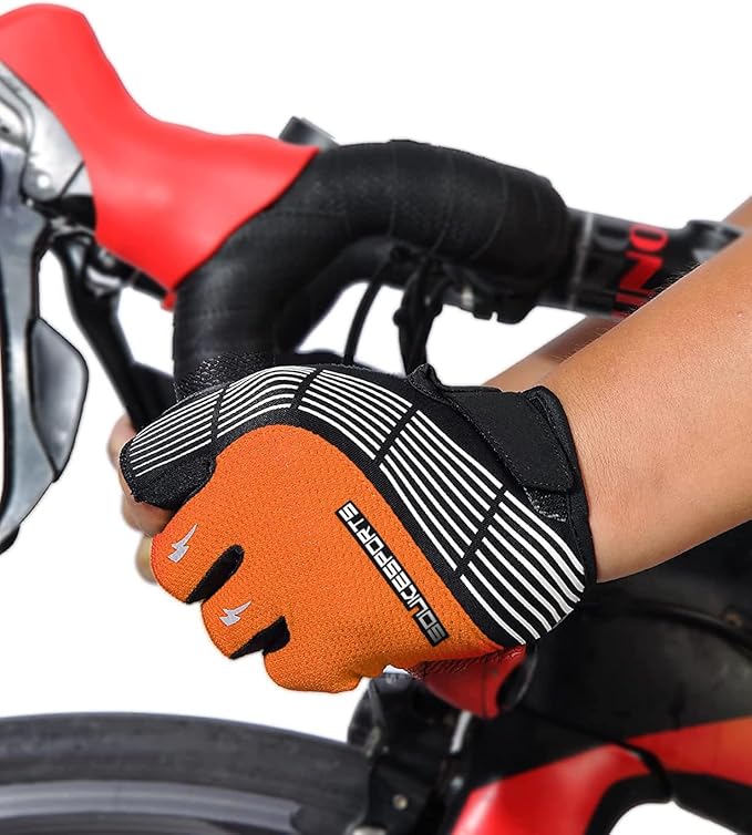 Souke Sports Cycling Bike Gloves - Padded Half Finger Bicycle Gloves with Shock-Absorbing, Anti-Slip, Breathable MTB & Road Biking Features for Men & Women