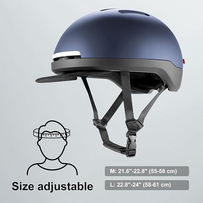 Urban-Smart Bike Helmet for Adult - Front & Rear LED Lights | Turn Signals Remote Control | Brake Warning Light | Removable Visor | Men Women Commuter Bicycle Helmet for E-Bike & Cycling