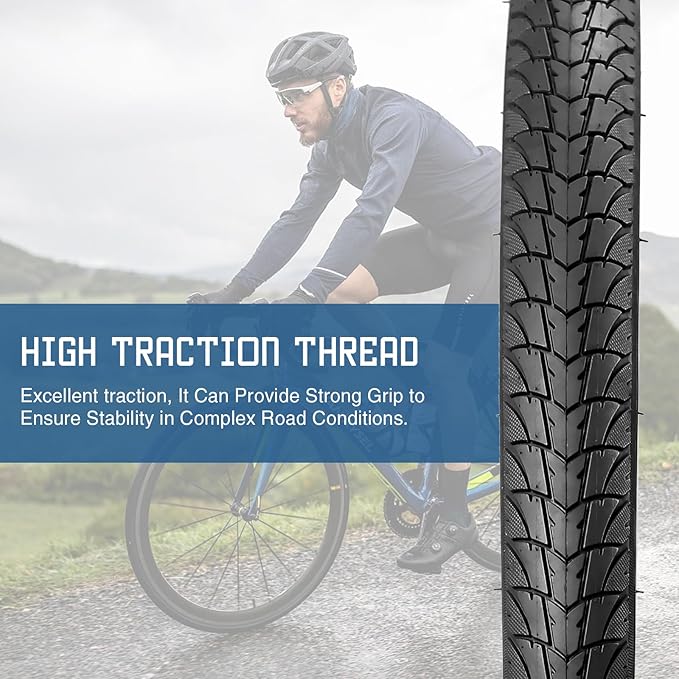 WEEROCK 700C Road Bike Tires 700 X 38C Bicycle Tires Gravel Bicycle Tire with/Without Inner Tubes 48mm Presta Valve, Replace Bike Tyres, Black