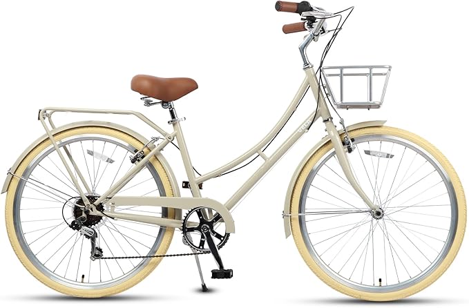 AVASTA Vela Hybrid Bike for Adult Women Female Lightweight Step Through 26 Inch High Tensile Steel Frame City Commuter Comfort Lady Bicycle, 6-Speed, Multiple Colors
