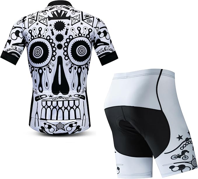 JPOJPO Cycling Jersey Men Set Bike Shirt Kit Short Sleeve Clothing Tops+5D Padded Shorts Summer Breathable Quick-Dry S-3XL