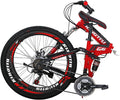 Eurobike Adult Folding Bike HY G6 Bicycle 26 Inches Muti Spoke Wheels 21 Speed Dual Suspension Folding Mountain Bike (Red)