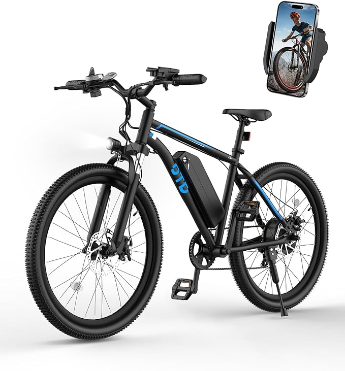Electric Bike For Adults 1200W Peak Lightweight Mountain Ebikes,28MPH 26"x2.1" Fast Electric Bicycles,90 Miles PAS Long Range,48V 624Wh Removable Battery,7-Speed E-Bicycles with Mobile Phone Holder