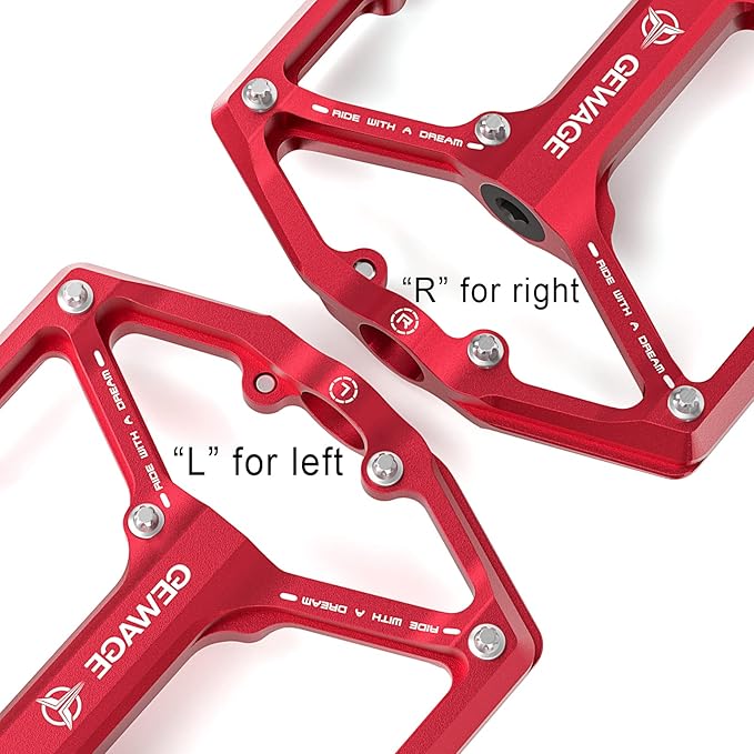 Road/Mountain Bike Pedals - 3 Bearings Bicycle Pedals - 9/16” CNC Machined Flat Pedals with Removable Anti-Skid Nails