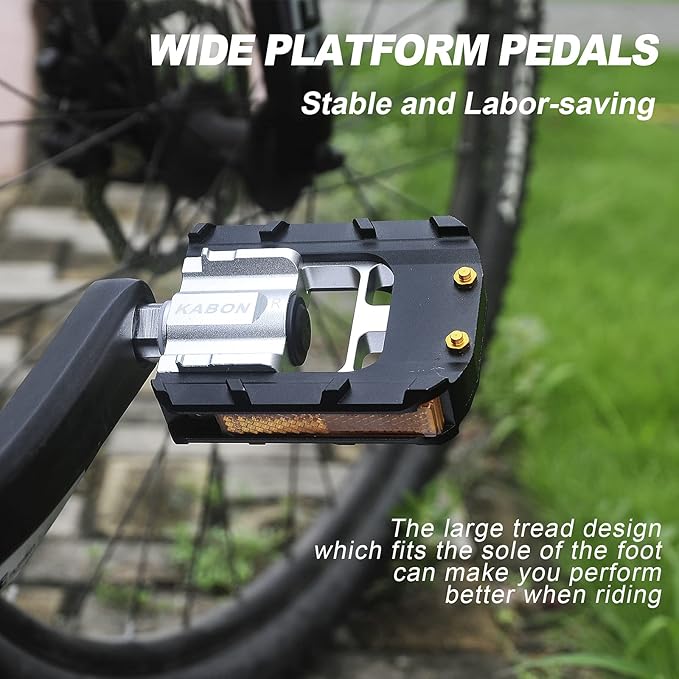 KABON Folding Bike Pedals, Bicycle Foldable Pedals with Aluminum, Universal 9/16 inch Non-Slip Cycling Pedals for Folding Bike, BMX Bike, Road Bike, Mountain Bike MTB