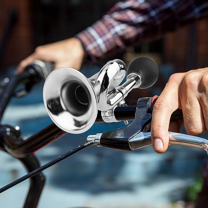 Coolrunner Bugle Horn, Retro Clown Horn, Kids Bike Horn, Classic Vintage Metal Twist Loudspeaker Siren Hooter Snail Air Horn for Vehicles Bicycles Golf Cart