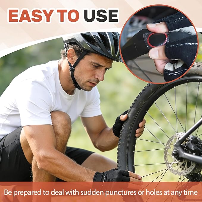 96PCS Tire Patch,Parches para Bicicleta,Rubber Bike Patch Kit,Inner Tube Patch Kit,Outdoor Cycling Bicycle Tire Tool for Road Mountain Bikes Motorcycle