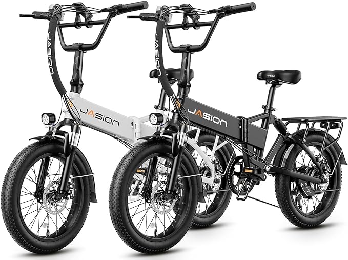 Jasion EB7 20" Foldable Electric Bike Fat Tire for Adults, 1200W Peak, 48V Removable UL-Certified Battery, 28MPH 55 Mi Range Commuter Electric Bike with Dual Suspension for City,Beach,Snow,Mountain