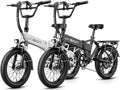 Jasion EB7 20" Foldable Electric Bike Fat Tire for Adults, 1200W Peak, 48V Removable UL-Certified Battery, 28MPH 55 Mi Range Commuter Electric Bike with Dual Suspension for City,Beach,Snow,Mountain