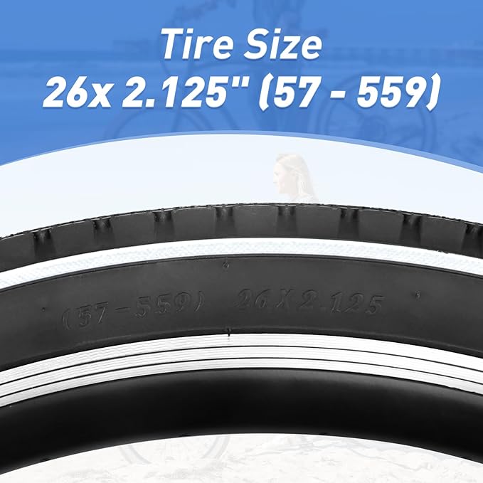 20"/24"/26" x 2.125" Folding Replacement Bike Tires for Beach Cruiser Bike，Bicycle Tires for Commuter Bikes，White Wall，1/2Tires & 1/2 Tubes & 2 Levers
