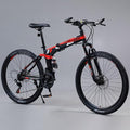 26 Inch Folding Mountain Bike, Lightweight Shock Absorbing Folding Bike, Adult Men and Women Carbon Steel Spoke Wheel Folding Bike, Outdoor Camping Bike