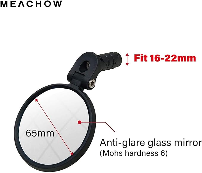 MEACHOW Bar End Bike Mirror [Upgraded Version] Scratch Resistant Glass Lens,HD,Safe Rearview Mirror,ME-001