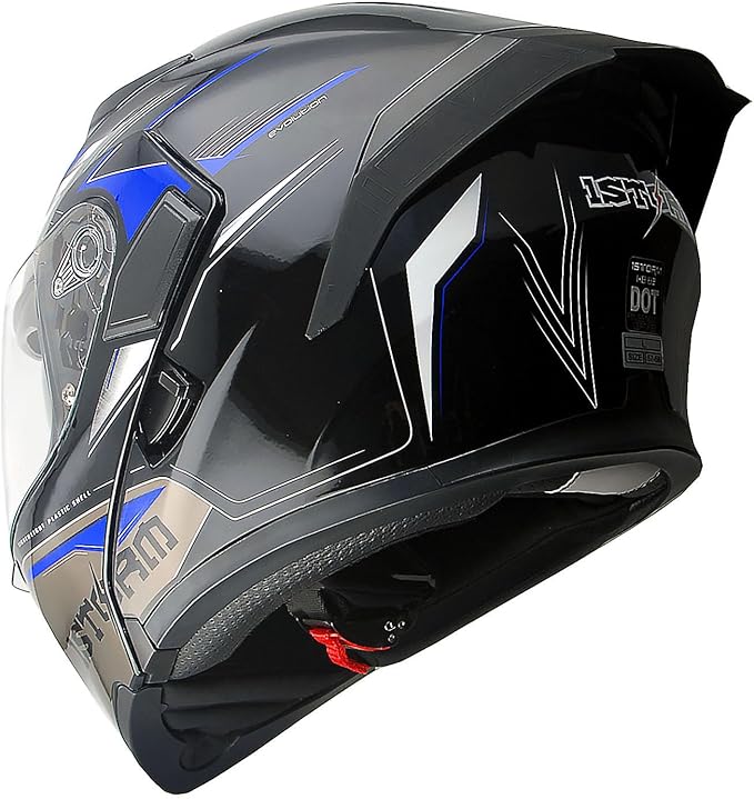 1Storm Motorcycle Modular Full Face Flip up Dual Visor Helmet + Spoiler: HB89 Storm Blue