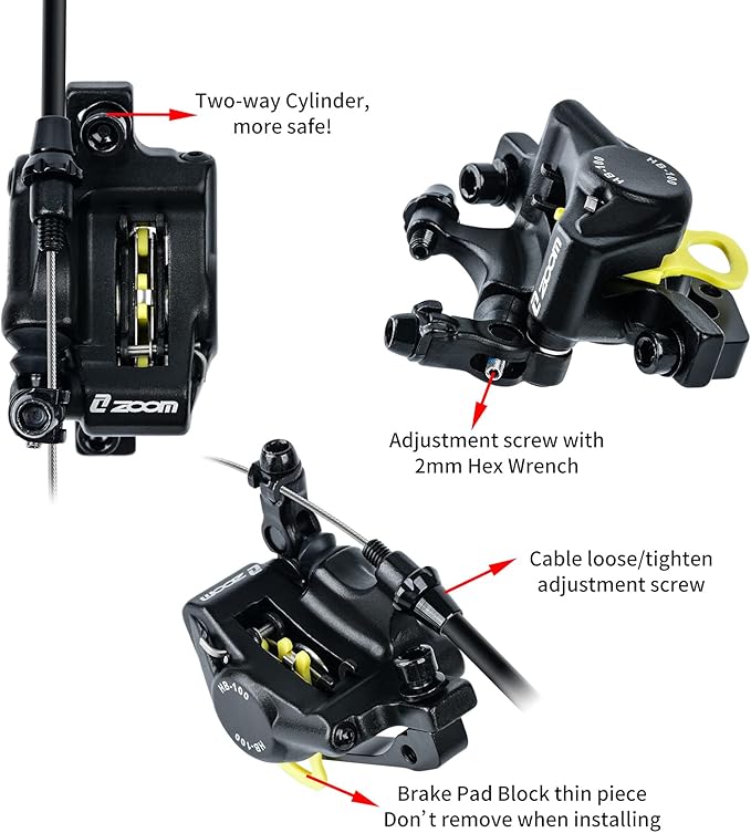 RUJOI Bike Disc Brake Kit, Line Pull Hydraulic Disc Brake Set with Aluminum Oil Pressure Caliper, with 2 Spare Brake Pads for Road Bike, Mountain Bike.