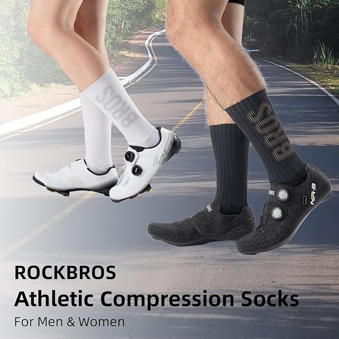 ROCKBROS Cycling Compression Socks,Crew Length,Non-Slip,Breathable&Wicking,Road,Bike Sports and Running for Men Women,3-Packs