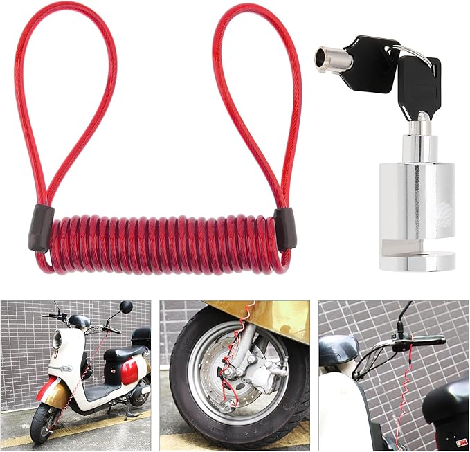Windance Pack of 2, Disc Brake Lock with Reminder Cable, Bicycle Safety Anti-Theft Locks,Electromobile Wheel Disk Lock,for Motorcycle, Road Cycle, Mountain Bike