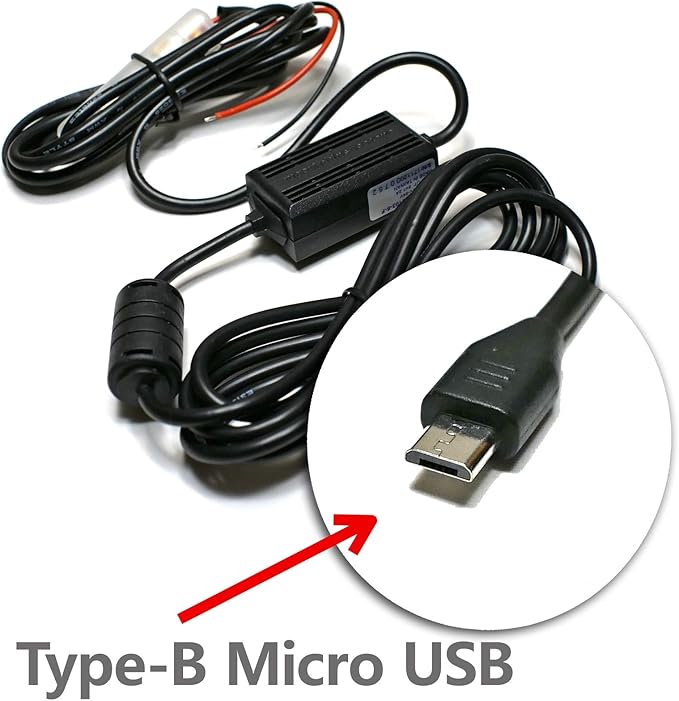 EDOTech Ultra Compact Micro USB Direct Hardwire Car Power Cord Kit for GPS Tracker Navigator Bluetooth Speaker Qi Wireless Charger Dash Cam DVR 10 Ft in Length