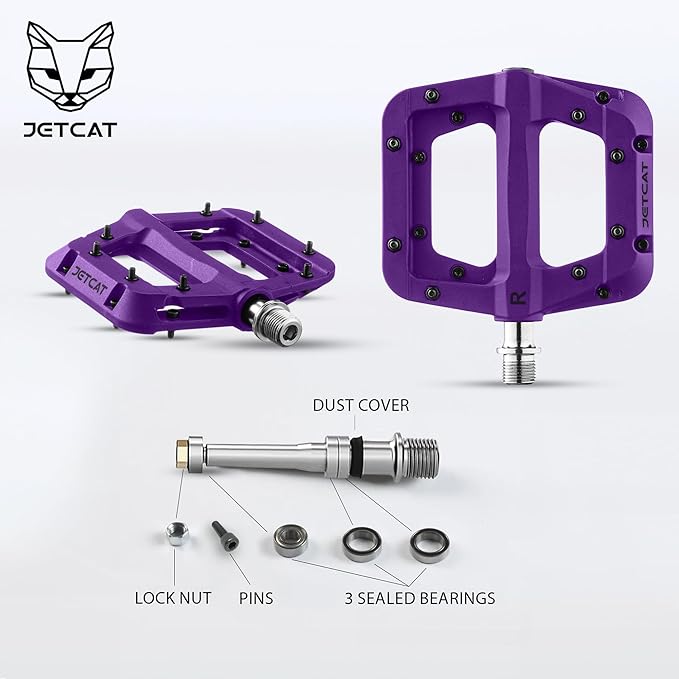 Mountain Bike Pedals Flat - MTB Pedals Flat, Bicycle Pedals for BMX/MTN/Road/Gravel/EBike, BMX Pedals, Platform Pedals, Adults & Kids Bike Replacement Upgrades Parts 9/16
