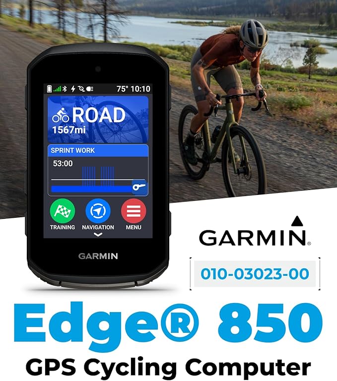 Garmin Edge 850 Compact GPS Cycling Computer, 2.7" Color Touchscreen Display, Bike-Specific Mapping, Advanced Training & Performance Insights + Silicone Case w/ Wearable4U PowerBank Bundle