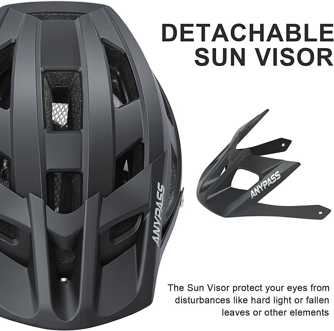 Mountain Bike Helmet Adult Men Women - Ultra Comfort, Super Lightweight Bicycle Helmets, MTB Cycling Gear Biking Accessories with Adjustable Fit & Removable Sun Visor