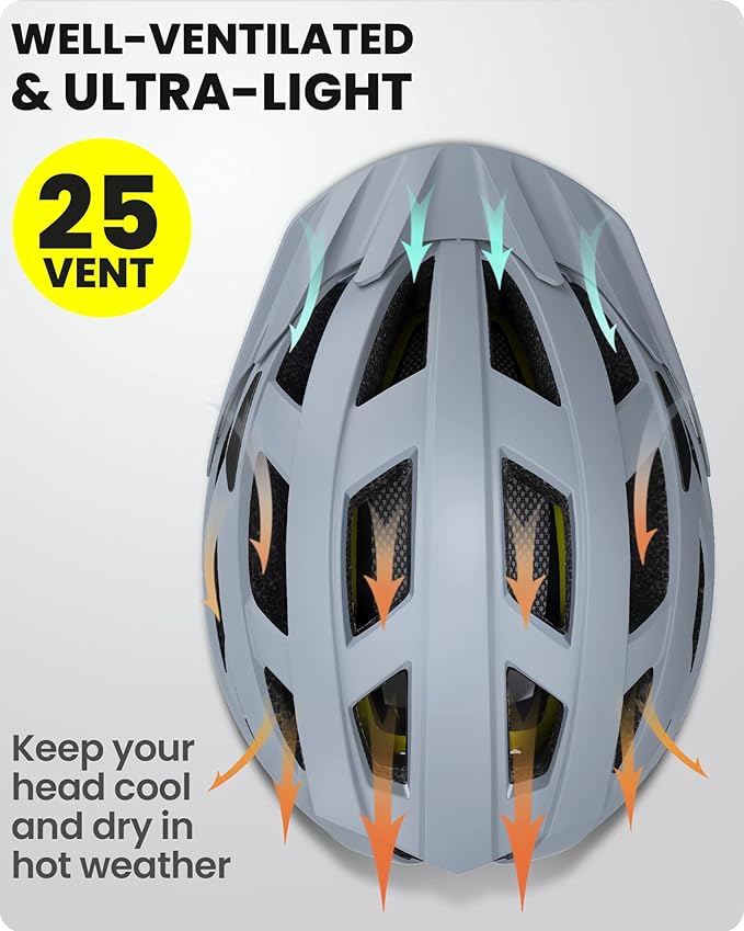OutdoorMaster Gem Recreational MIPS Cycling Helmet - Two Removable Liners & Ventilation in Multi-Environment - Bike Helmet in Mountain, Motorway for Youth & Adult