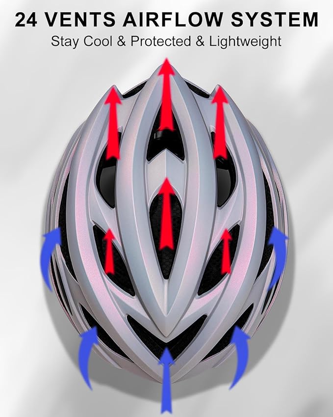 KINGBIKE Bike Helmet for Adult Men Women Youth Road Commute Mountain Cycling Helmets with USB Rechargeable Light Replaceable Padding and Visors Lightweight 20.4-23.6in