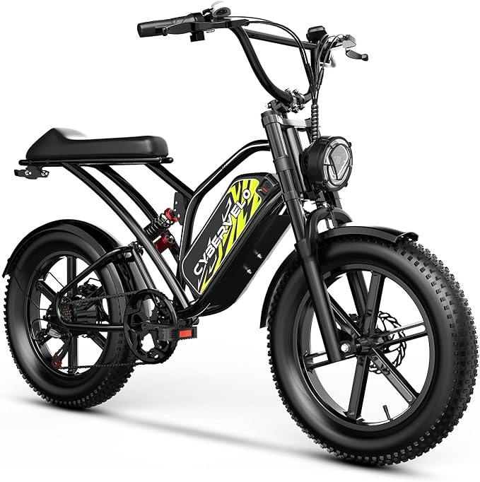 Electric Bike for Adults 1500W Peak 20" Fat Tire All-Terrain E-Bike 80 Miles 30MPH Electric Dirt Bike for Road Sand Mountain Snow - 48V 20/30AH Battery Powered Electric Motorcycle