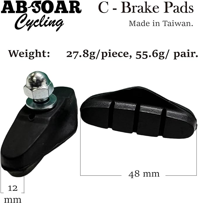 C Brake Pads for Road Bike BMX City Bicycle Brake Pads Replacement Brake Shoes 48mm, Pair