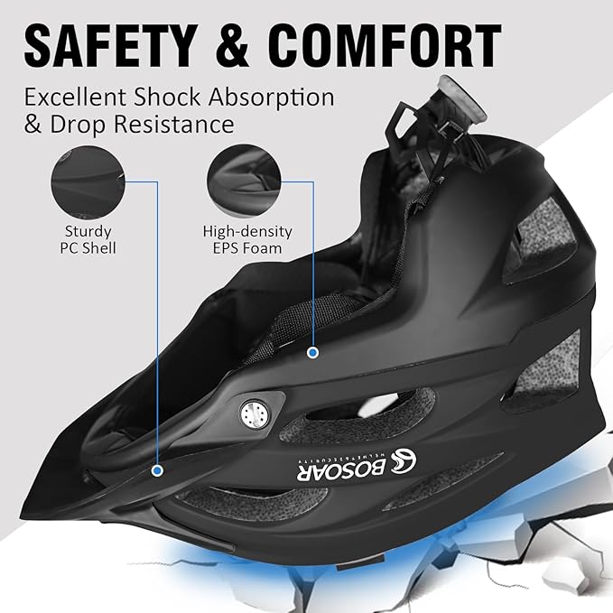 Mountain Bike Helmet,Adult Cycling Helmet with Camera Mount and Detachable Visor for Men Women Youth,Suggested Fit 55-61 Cm