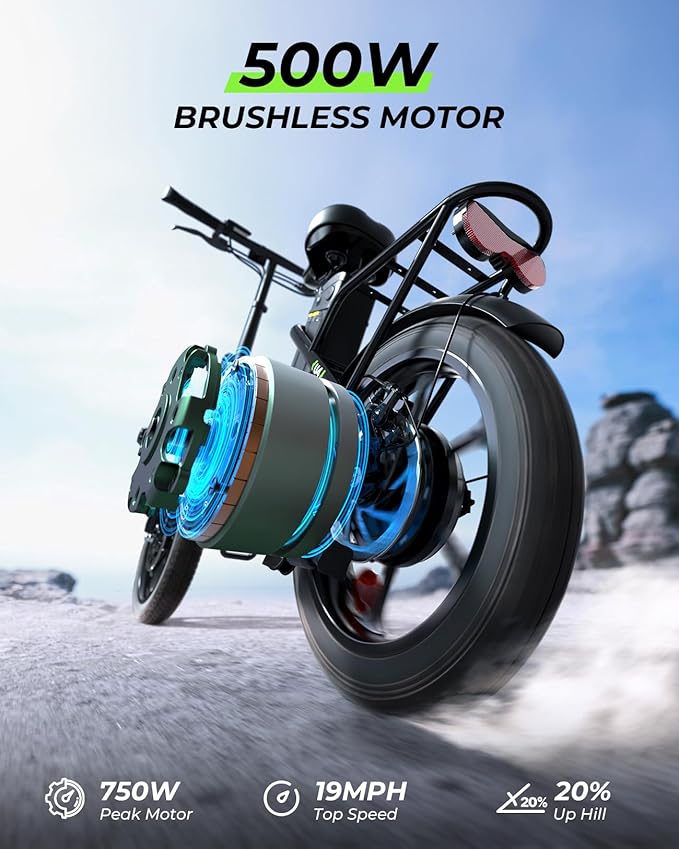 isinwheel U4 16" Folding E Bike for Adults Electric Bike with Suspension, 10.4Ah Battery, 500W Motor, 19mph Top Speed, Step Through Adult Electric Bicycles, Mini Commute Ebike for Adults and Teens
