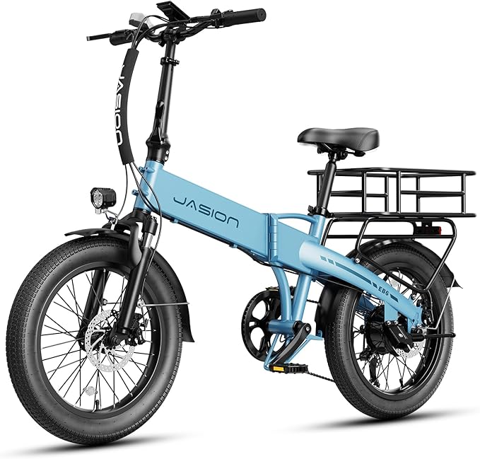 Jasion Electric Bike for Adults, 1000W Peak Motor Foldable Ebike, Aluminum 20'' Fat Tire Electric Bicycle Built-in 48V Removable Battery, EBS Commuter E Bikes up to 23 MPH & 45 Miles Max Range