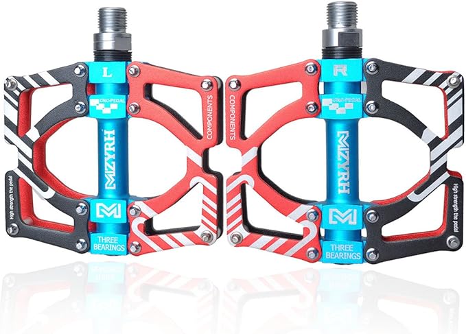 ThinkTop Aluminum Alloy Mountain Bike Pedals Axle 9/16 3 Bearing Platform Pedals Flat Sealed Ever Lubricate Bearing for Road BMX MTB Bicycle Cycling