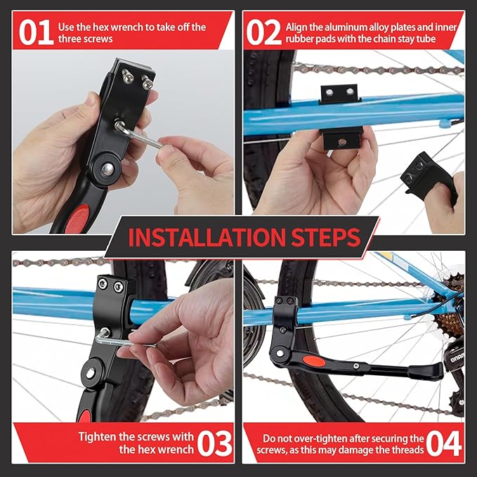 Adjustable Bike Kickstand Compatible with Nishiki, Bicycle Side Kickstand, Aluminum Alloy Bike Kick Stand, Easy to Install, for 22 24 26 Inch Mountain Bikes, MTB and Road Bikes Accessories, Black