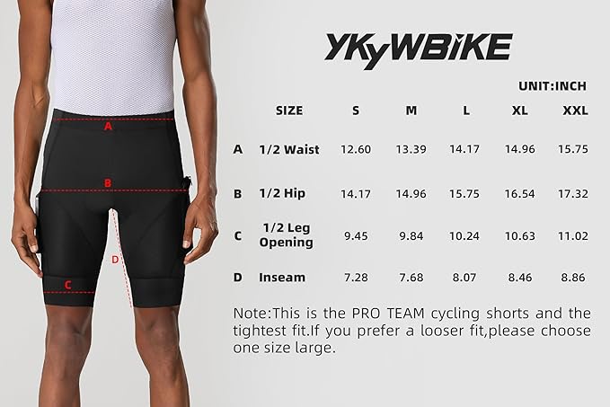 YKYWBIKE Cycling Shorts Men with Pockets,4D Padded Bike Shorts for Men,Biker Short UPF 50+ MTB Bicycle Road Biking Short