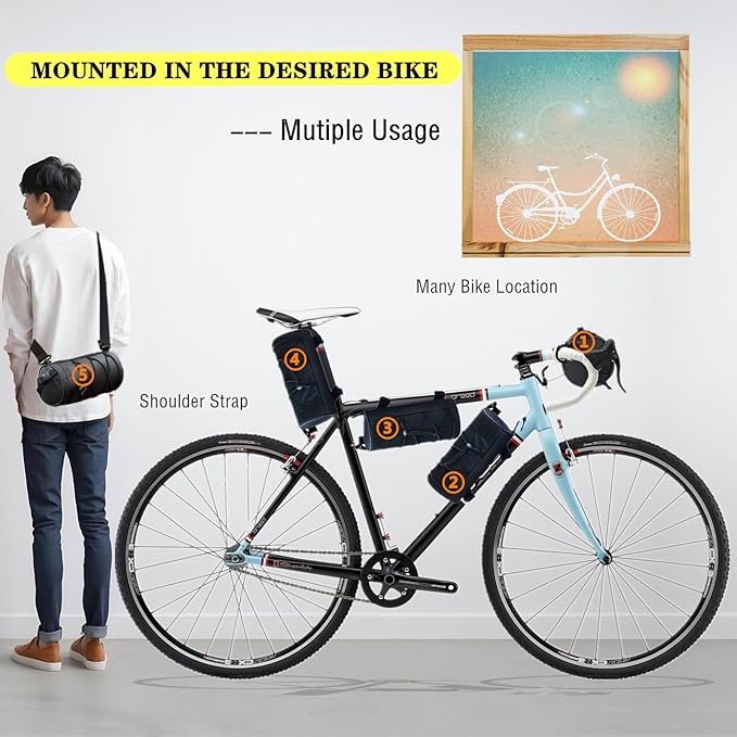 Bike Handlebar Bag, 2.4L Large Capacity Bicycle Front Storage Pouch with Detachable Shoulder Strap, Waterproof Universal Fit for MTB Road Bike Folding Bike Scooter (Black)