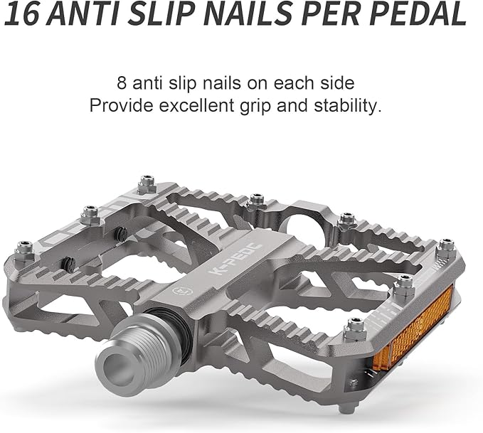 Mountain Bike Pedals MTB Pedals,Bicycle Pedals with Reflectors,Aluminum 9/16" 3 Sealed Bearing Lightweight Platform for Mountain Bike, BMX, Road Bike Pedals