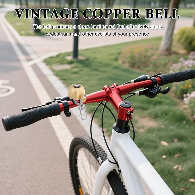 FRCOLOR Retro Bike Bell Copper Alloy Vintage Cycling Bell for Road, Mountain Electric Bikes with Loud Sound for Outdoor Riding Accessories