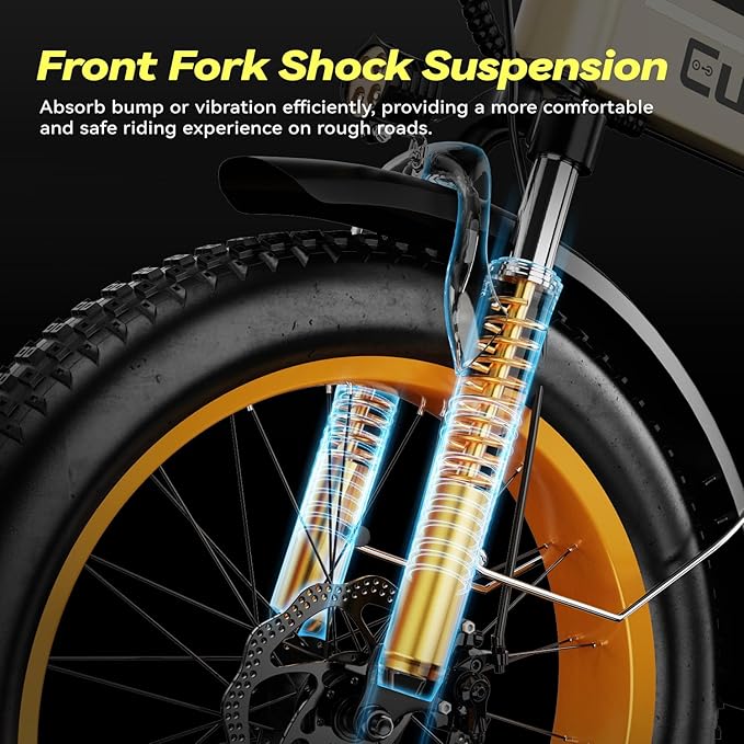 Foldable Electric Bike for Adults, 30+MPH, 48V 20Ah Removable Battery up to 80Miles, 20" Fat Tire Peak 1000W Motor Dirt Ebike Adult Electric Bicycle for City Commute Beach Mountain E Bike Yellow