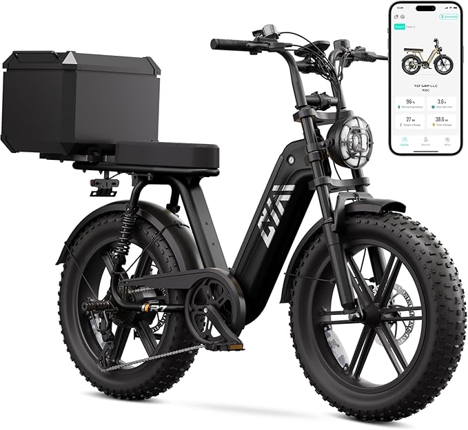 TST Electric Bike for Adults, 1500W Peak Motor Ebike with 48V 15Ah Built-in Battery, 60 Miles Range 28 MPH Electric Bike, 20" Fat Tire E Bike with 7 Speed