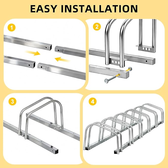 ZENY 6 Bike Rack Bicycle Floor Parking Stand for Mountain Bike Road Bike Indoor Outdoor Garage, Adjustable Bicycle Storage Organizer Stand