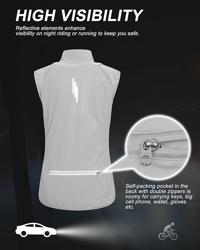 33,000ft Women's Zip Up Lightweight Athletic Workout Yoga Cycling Track Running Jacket Waterproof Windproof Reflective