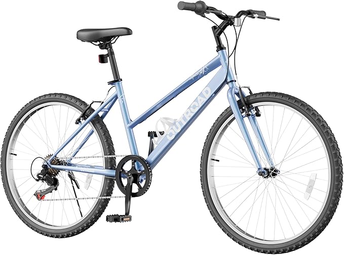 26 inch 7-Speed Commuter Bicycle,Hybrid Bicycle,Men's Cruiser Bike/Mountain Bike V Brake,Metal Frame, Adult Bike (Black, White, Blue, Green, Purple, Pink)