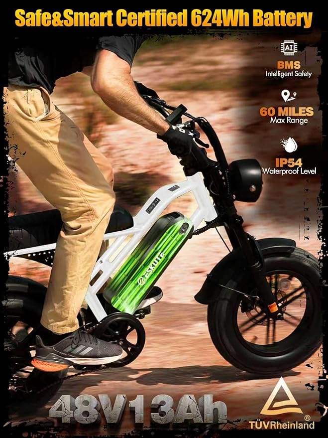 V100/V200 1500W Peak Electric Bike for Adults, 28MPH 48V13&20.8 Ah Removable Battery, 16/20"x4.0" Fat Tire, 7-Speed E-Bike with Dual Suspension – Commuter Ebike for Men & Women